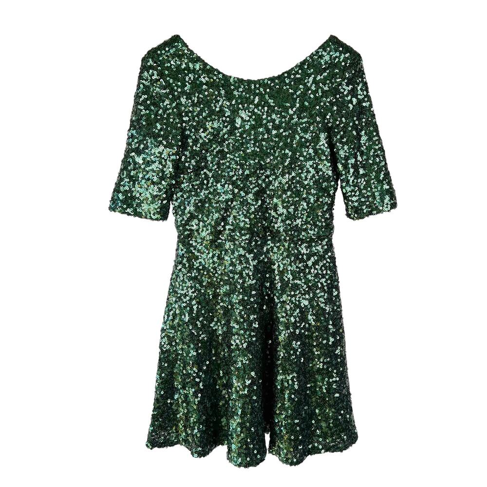 French Connection : Ozlem Green Sequin Short Skater Dress A-Line : 6